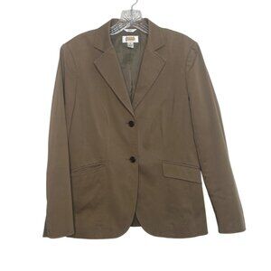 Talbots Stretch Blazer Womens Size 8 Tan Two-Button Jacket
